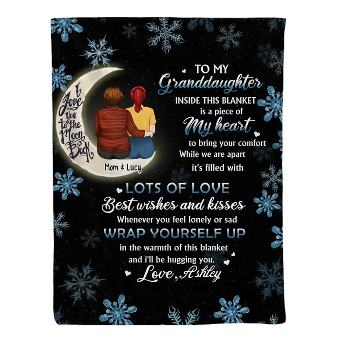 To My Granddaughter, Inside This Blanket Is a Piece of My Heart - Personalized Gifts Custom Blanket for Granddaughter From Grandma