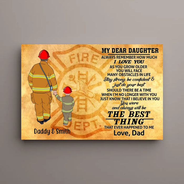 Always Remember How Much I Love You As You Grow Older - Personalized Gifts, Custom Firefighter Canvas for Son or Daughter From Dad