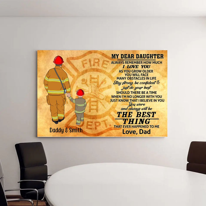 Always Remember How Much I Love You As You Grow Older - Personalized Gifts, Custom Firefighter Canvas for Son or Daughter From Dad