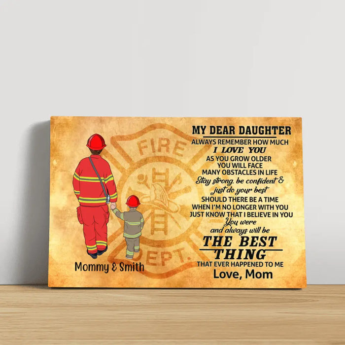 Always Remember How Much I Love You As You Grow Older - Personalized Gifts, Custom Firefighter Canvas for Son or Daughter From Mother