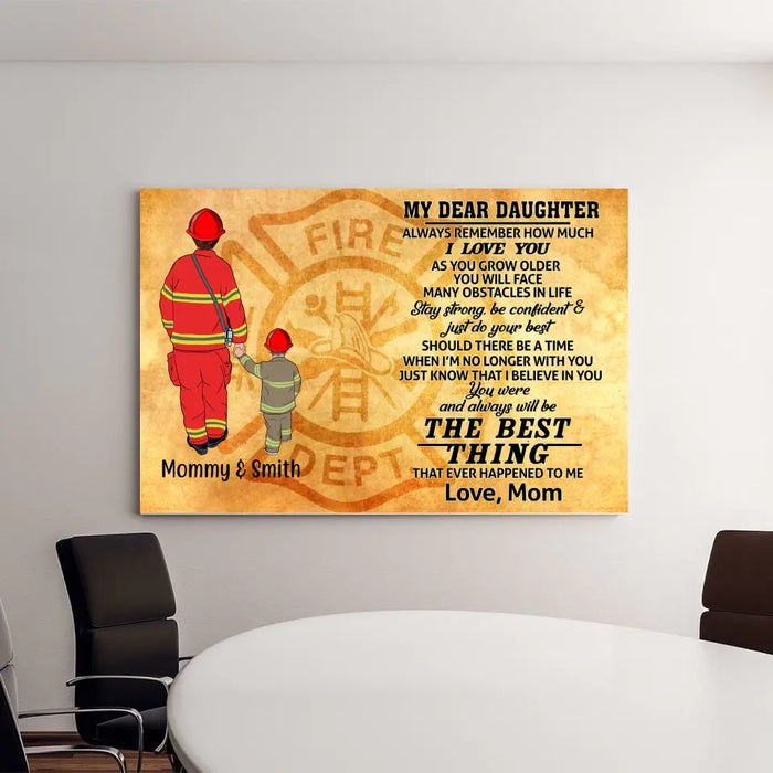 Always Remember How Much I Love You As You Grow Older - Personalized Gifts, Custom Firefighter Canvas for Son or Daughter From Mother