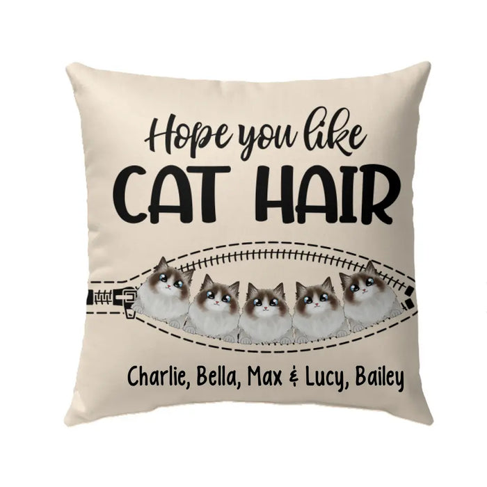 Personalized Pillow, Funny Cat Peeking - Hope You Like Cat Hair, Gift For Cat Lovers