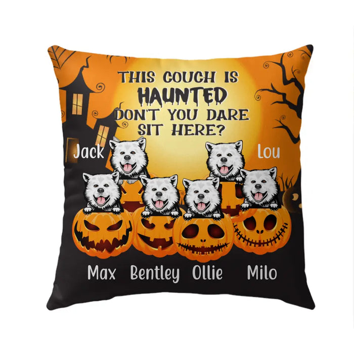 Personalized Pillow, Up To 6 Pets, This Couch Is Haunted, Halloween Gift For Dog Lovers, Cat Lovers