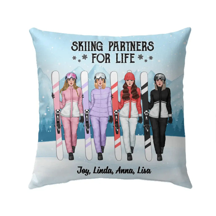 Skiing Partners For Life - Personalized Pillow For Friends, For Her, Skiing