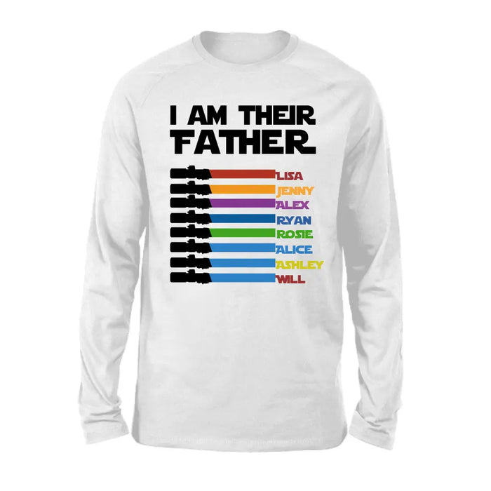 I Am Their Father Custom Lightsaber With Kids Name - Personalized Shirt for Dad, Father's Day Gift