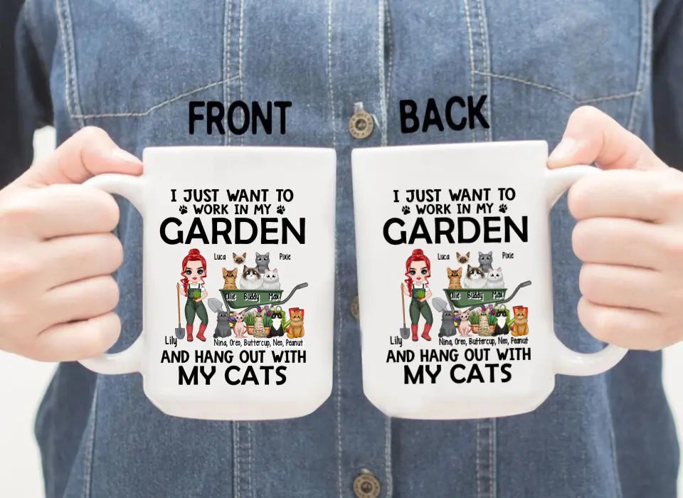 Up To 10 Cats, I Just Want To Work In My Garden - Personalized Mug For Cat Gardening Lovers, Gardeners