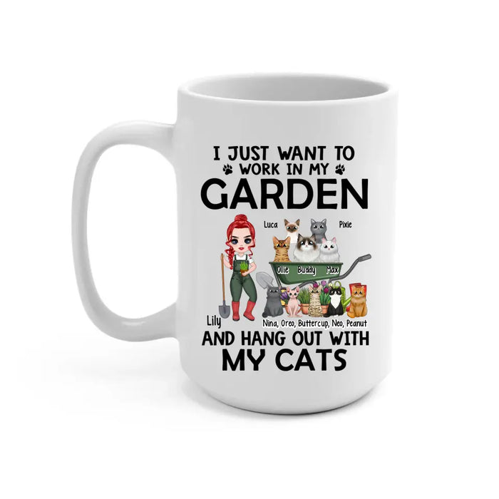 Up To 10 Cats, I Just Want To Work In My Garden - Personalized Mug For Cat Gardening Lovers, Gardeners