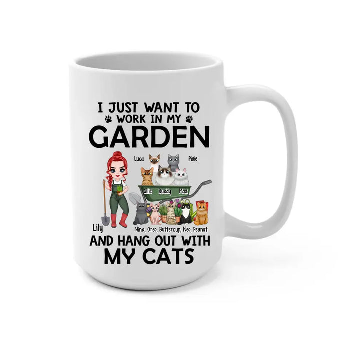 Up To 10 Cats, I Just Want To Work In My Garden - Personalized Mug For Cat Gardening Lovers, Gardeners