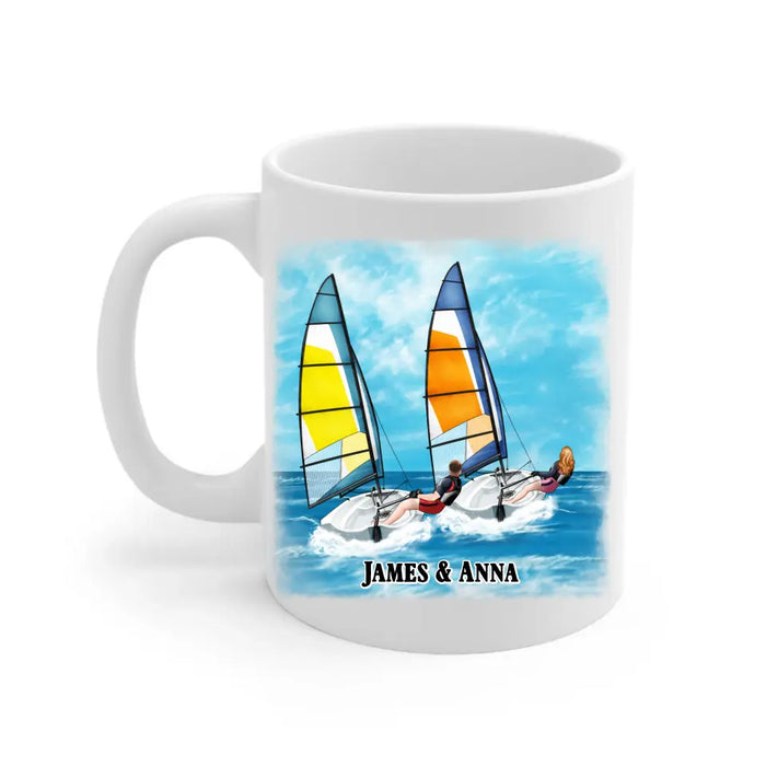 Love Is Sailing Into Sunset Together - Personalized Gifts Custom Sailing Mug For Friends For Couples, Sailing Lovers