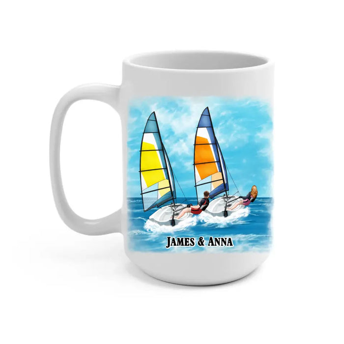 Love Is Sailing Into Sunset Together - Personalized Gifts Custom Sailing Mug For Friends For Couples, Sailing Lovers