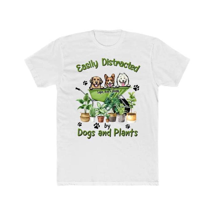 Easily Distracted By Dogs and Plants - Personalized Gifts Custom Gardening Shirt for Dog Mom, Gardeners