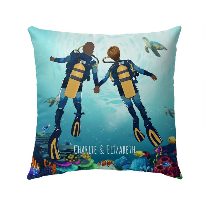 Personalized Pillow, Custom Scuba Diving Gifts for Couples, Scuba Diving Gifts, Gifts for Scuba Divers