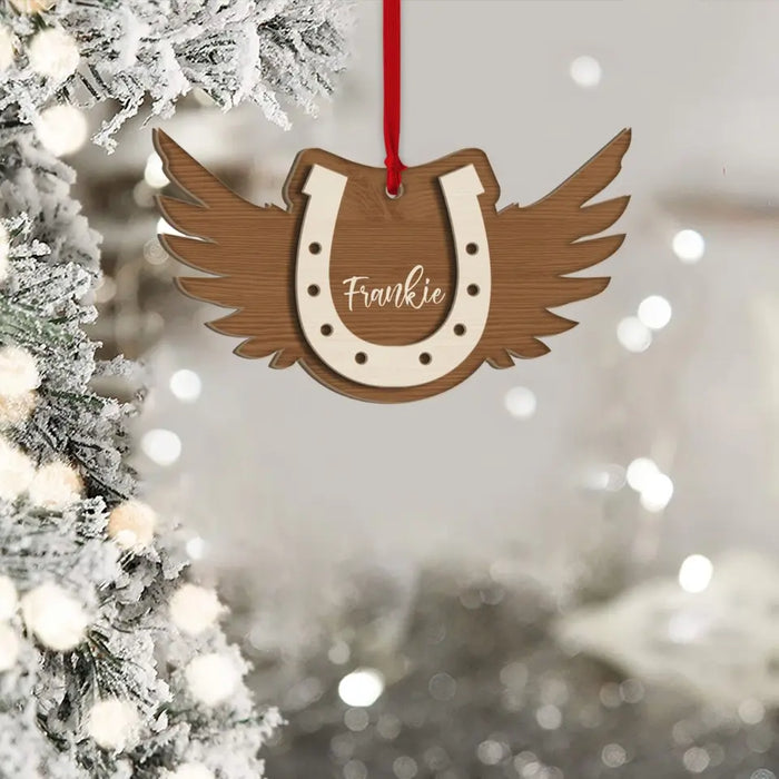 Horse Hoof With Wings - Personalized Christmas Gifts Custom Layered Wooden Ornament For Horse Lovers, Memorial Gifts