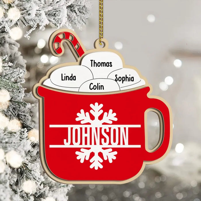 Merry Christmas Hotcoca Family - Personalized Christmas Gifts Custom Layered Ornament For Family