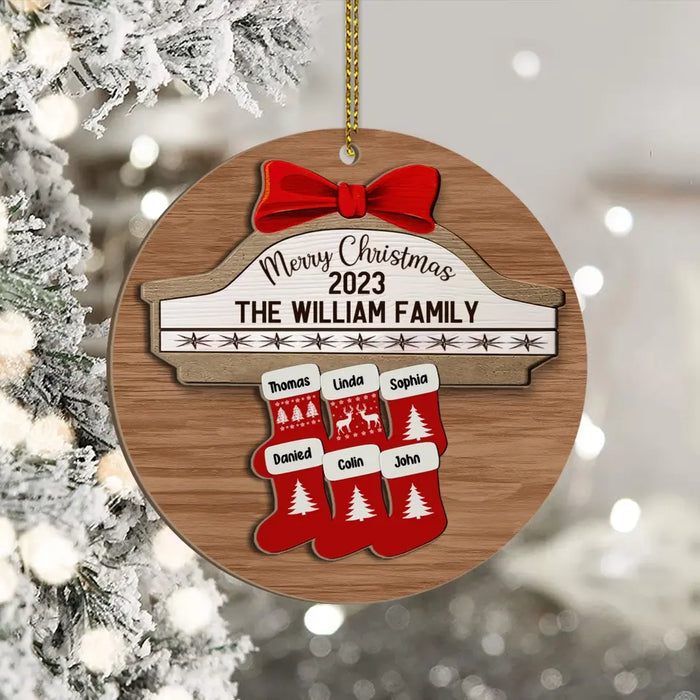 Merry Christmas 2024 Socks Family - Personalized Gifts Custom Ornament For Family