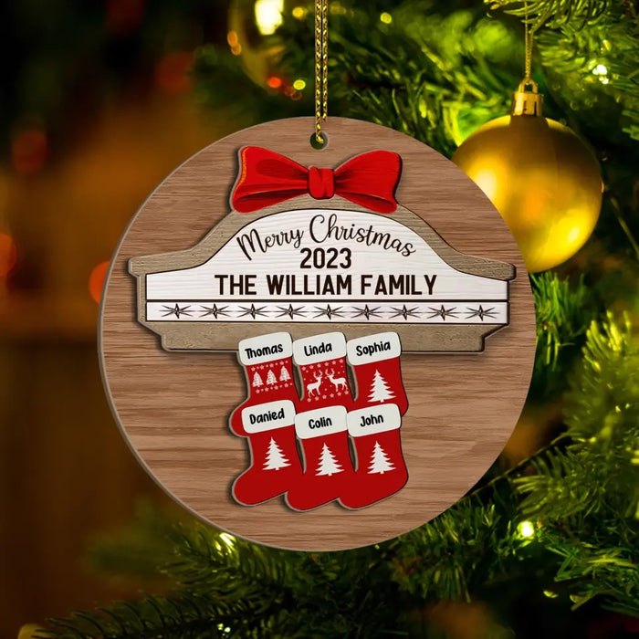 Merry Christmas 2024 Socks Family - Personalized Gifts Custom Ornament For Family