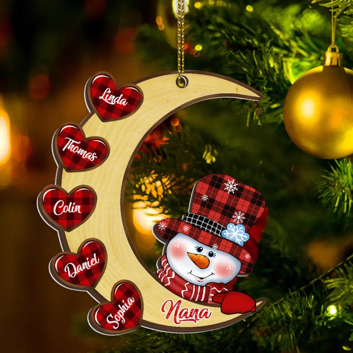 Snowman Nana Grandma Sweet Heart Kids - Personalized Christmas Gifts Custom Wooden Ornament for Grandma