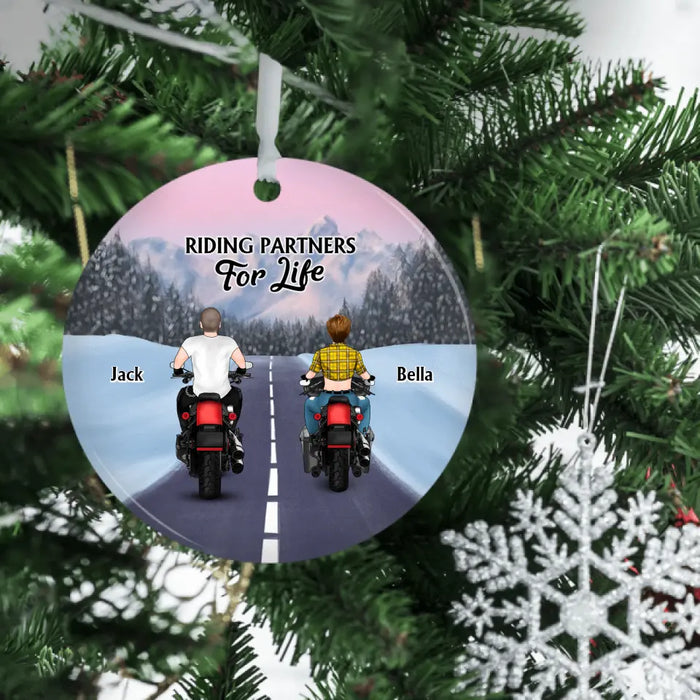 Riding Partners For Life - Personalized Christmas Gifts Custom Biker Ornament For Couples, Motorcycle Lovers