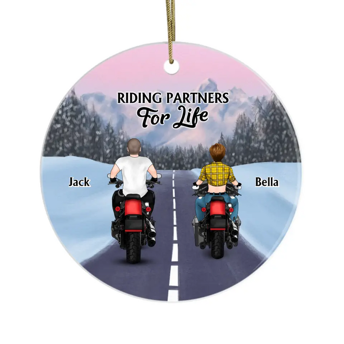 Riding Partners For Life - Personalized Christmas Gifts Custom Biker Ornament For Couples, Motorcycle Lovers