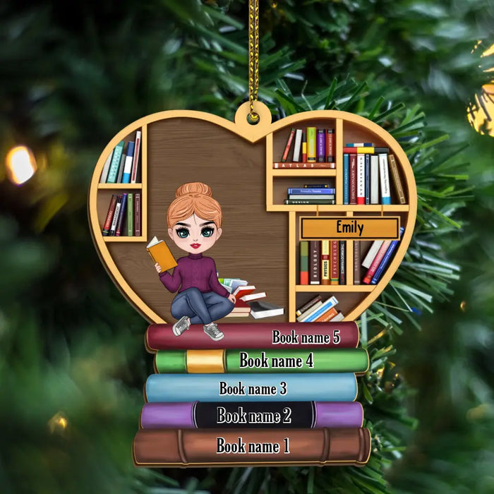 Girl Reading Book - Personalized Gifts Custom Wooden Ornament For Her, Book Lovers