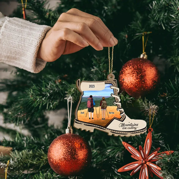 Mountains Are Calling - Personalized Christmas Gifts Custom Wooden Ornament For Friends For Couples, Hiking Lovers