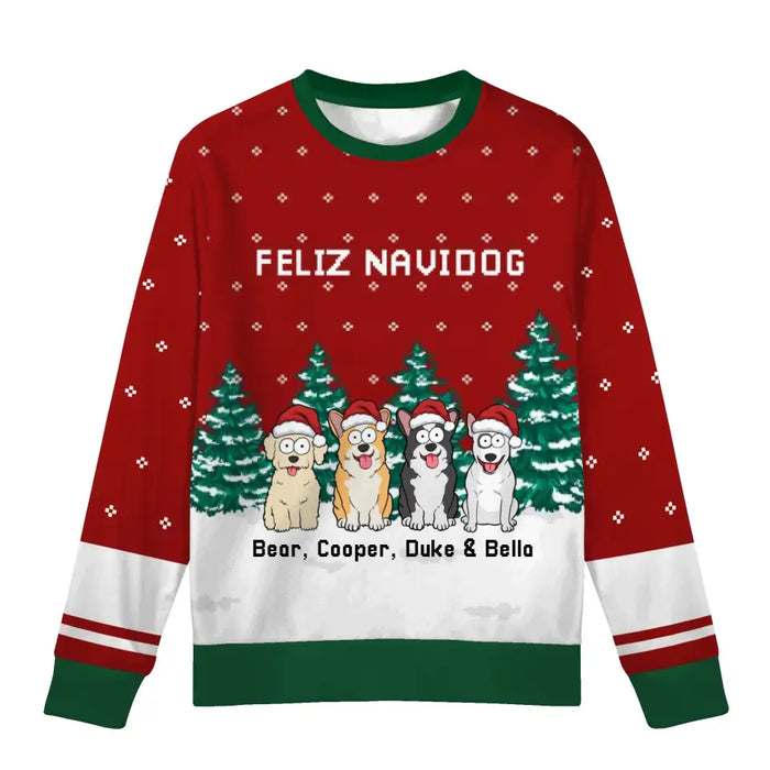 Feliz NaviDog - Personalized Custom Unisex Ugly Christmas Sweater, Christmas Gift For Dog Lovers