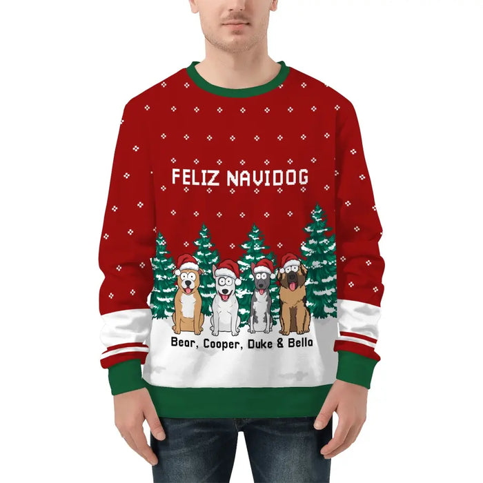 Feliz NaviDog - Personalized Custom Unisex Ugly Christmas Sweater, Christmas Gift For Dog Lovers