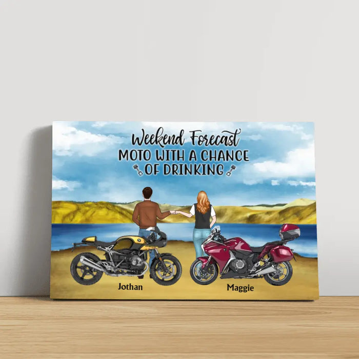 That's What I Do I Ride, I Drink, and I Know Things - Personalized Gifts Custom Motor Canvas for Couples, Motorcycle Lovers