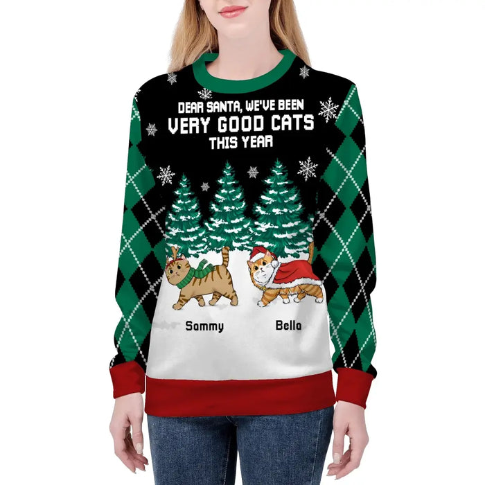 Dear Santa, We've Been Very Good Cats This Year - Personalized Custom Unisex Ugly Christmas Sweater, Christmas Gift For Cat Lovers