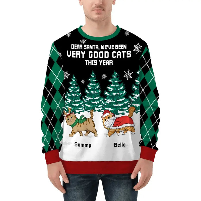 Dear Santa, We've Been Very Good Cats This Year - Personalized Custom Unisex Ugly Christmas Sweater, Christmas Gift For Cat Lovers