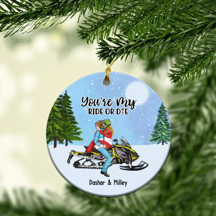 No Road Is Too Long When We Are Riding Together - Personalized Gifts Custom Ornament For Couples, Ski-Doo Lovers