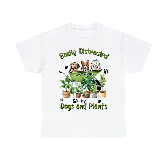 Easily Distracted By Dogs and Plants - Personalized Gifts Custom Gardening Shirt for Dog Mom, Gardeners