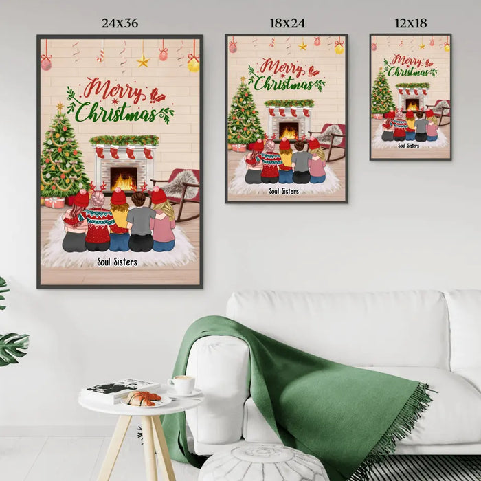 Personalized Poster, Merry Christmas Girls, Xmas Gift for Sisters, Best Friends