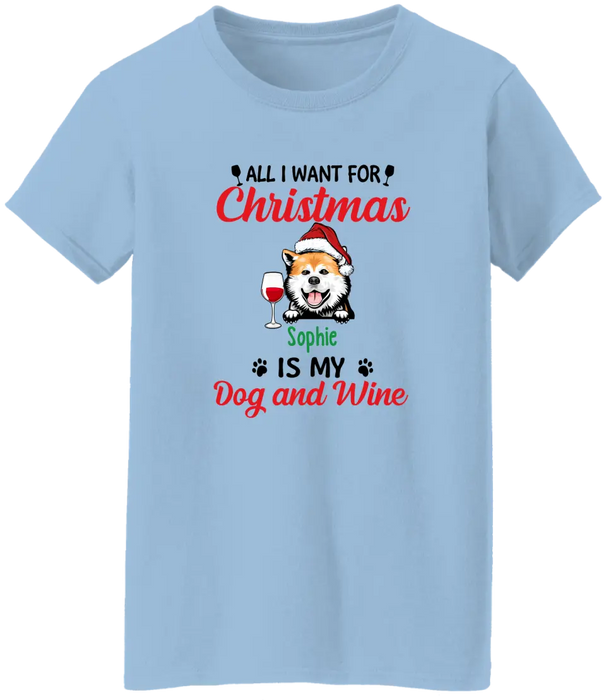 Personalized Shirt, All I Want For Christmas Is My Dogs And Wine, Christmas Gift for Dog Lovers