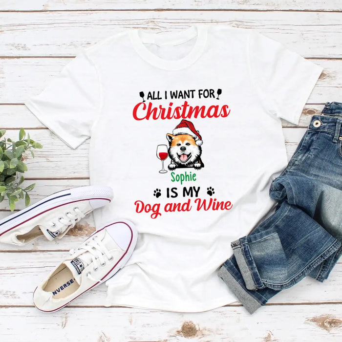 Personalized Shirt, All I Want For Christmas Is My Dogs And Wine, Christmas Gift for Dog Lovers