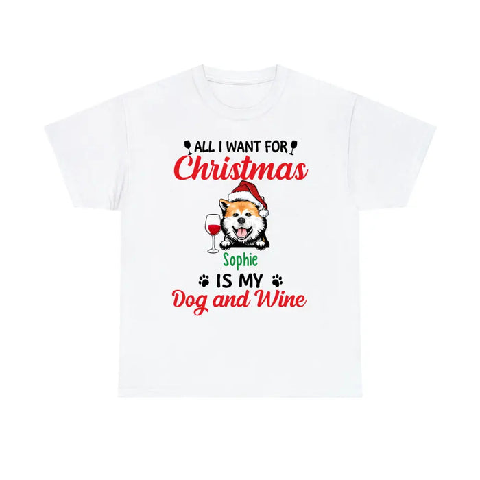 Personalized Shirt, All I Want For Christmas Is My Dogs And Wine, Christmas Gift for Dog Lovers