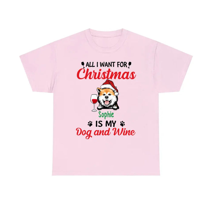 Personalized Shirt, All I Want For Christmas Is My Dogs And Wine, Christmas Gift for Dog Lovers