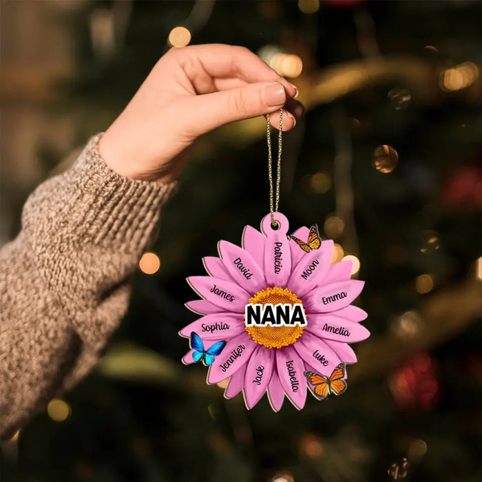 Custom Name Sunflower Colorful - Personalized Gifts Custom Wooden Ornament for Mom Grandma Mimi Nana