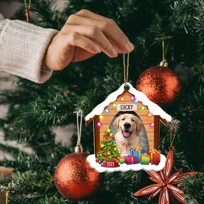 Christmas Dog House - Personalized Photo Upload Gifts Custom Wooden Ornament For Pet Lovers