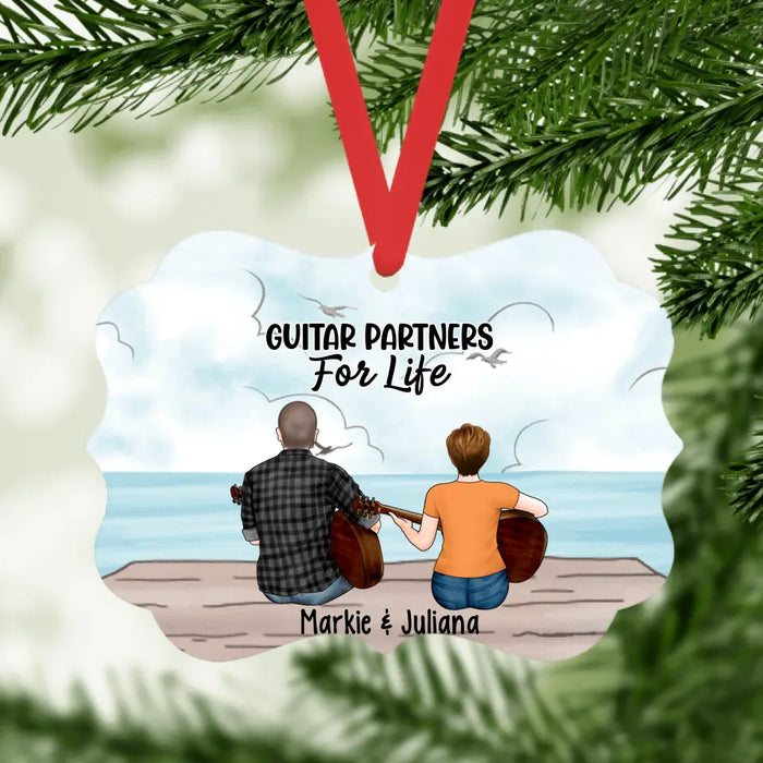 Personalized Ornament, Guitar Couple, Parent and Kid, Gift For Guitar Lovers