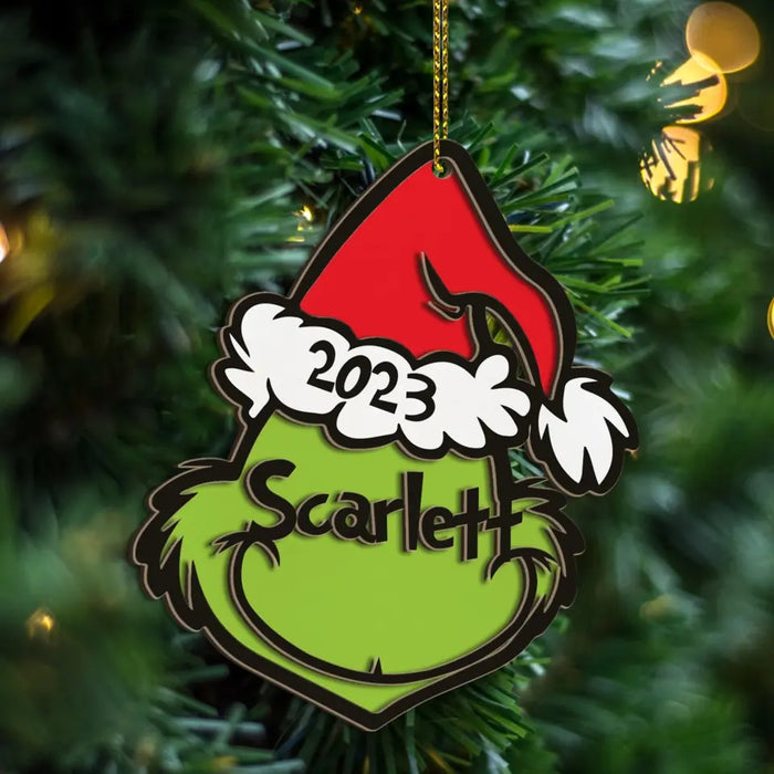 Merry Grinchmas 2024 - Personalized Christmas Gifts Custom 2 Layered Piece Wooden Ornament For Grinch Family