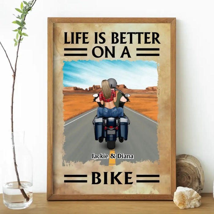 Life Is Better On A Bike - Personalized Poster For Motorcycle Couples, Bikers