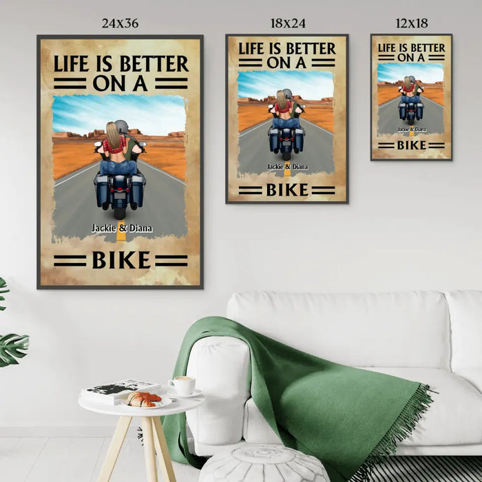 Life Is Better On A Bike - Personalized Poster For Motorcycle Couples, Bikers