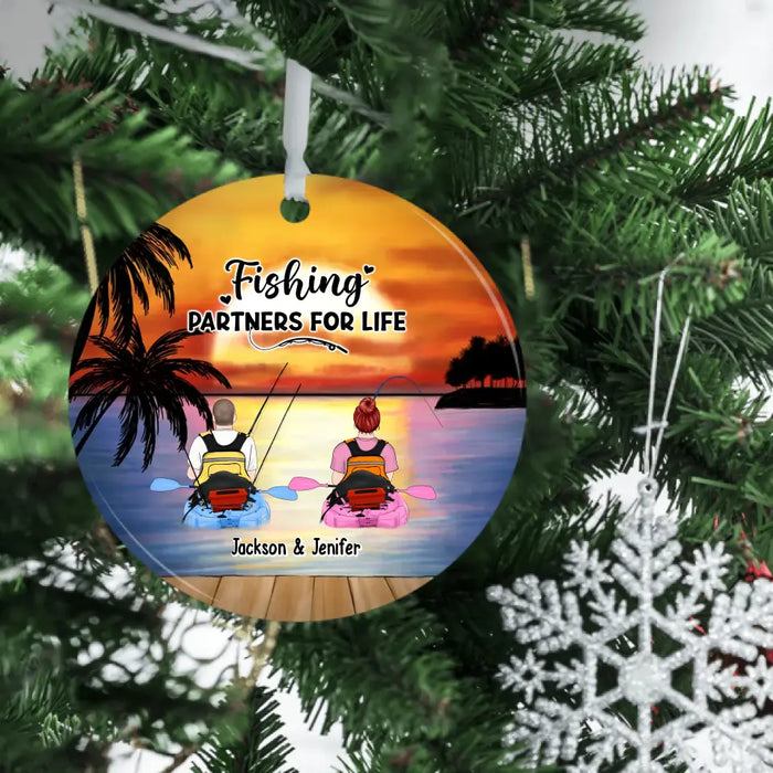 Fishing Partners For Life - Personalized Gifts Custom Ornament For Friends For Couples, Kayak Fishing Lovers