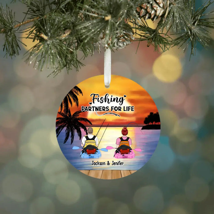 Fishing Partners For Life - Personalized Gifts Custom Ornament For Friends For Couples, Kayak Fishing Lovers