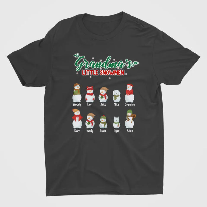 Grandma's Little Snowman - Personalized Gifts Custom Snowman Family Shirt for Family