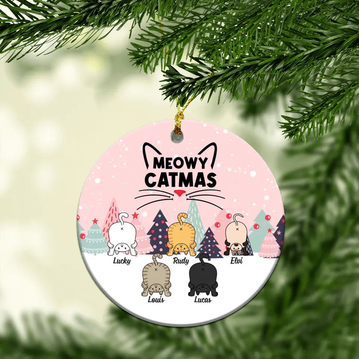 Meowy Catmas - Personalized Christmas Gifts Funny Cats, Custom Ornament for Cat Lovers