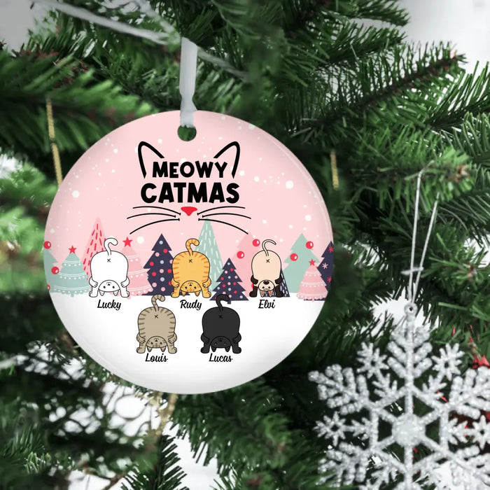 Meowy Catmas - Personalized Christmas Gifts Funny Cats, Custom Ornament for Cat Lovers