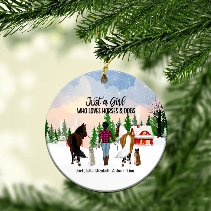 Just a Girl Who Loves Horses and Dogs - Personalized Ornament- Christmas Gifts For Horse and Dog Lovers