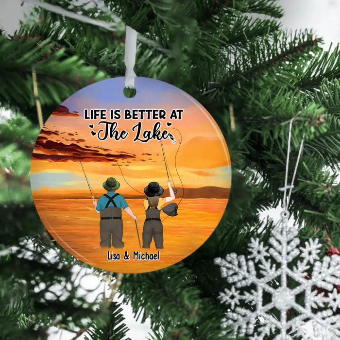 Life Is Better At The Lake - Personalized Gifts Custom Ornament For Couples, Fly Fishing Lovers